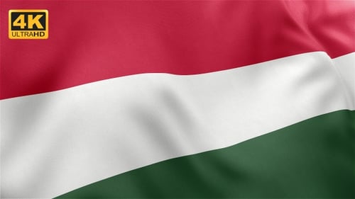 Hungary National Flag Waving in Realistic Style
