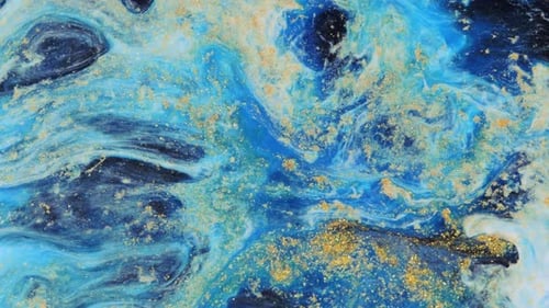 Abstract Blue, White and Gold Fluid Texture