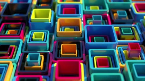 Colored Square Tubes Go Up and Down
