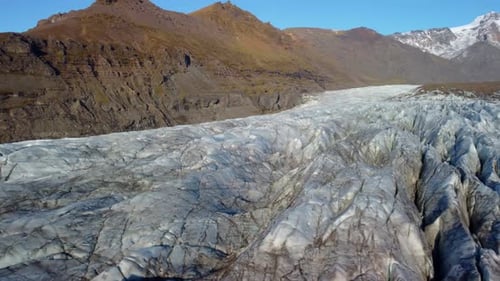 Beautiful Cinematic Aerial view of the massive Svinafellsjokull Glacier in Iceland