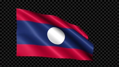 Die Flagge von Laos weht im Wind