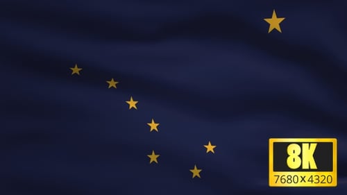 Alaska State Flag Waving with Big Dipper and North Star