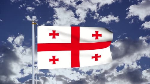 Realistic Georgia National Flag Waving Animation