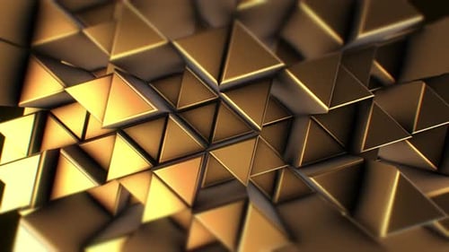 Golden Geometric Triangle Wave Abstract Loop Background