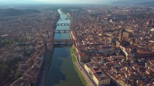 Aerial Panoramic View of Florence at Sunset, Italy