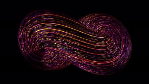 Mehrfarbige Schleifenspirale mit beweglichen Neonlinien
