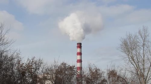 Rauch und Dampf aus dem Kraftwerk verschmutzen die Atmosphäre