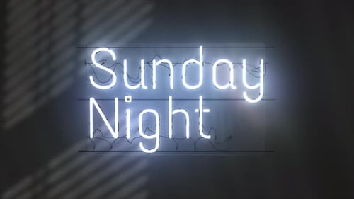 Flickering Neon Sign Text for Sunday Night Shows