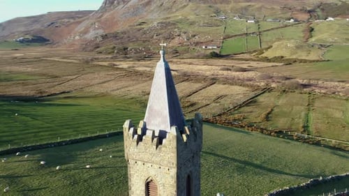Aerial View of the Church of Ireland in Glencolumbkille Republic of Ireland