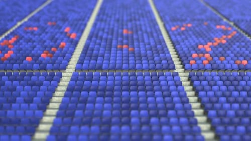 02 Score Made with Red and Blue Stadium Seats