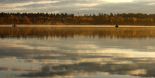 Fog On The Water And Fishermen