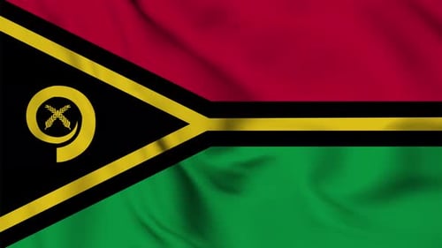 Realistic Waving Flag of Vanuatu with Fabric Texture