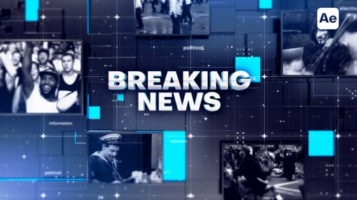 Digital Broadcast News Opener with Geometric Grid