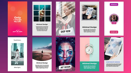 Modern Social Stories with Dynamic Text and Glitch Effects