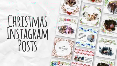 Animated Watercolor Christmas Greetings for Instagram Posts