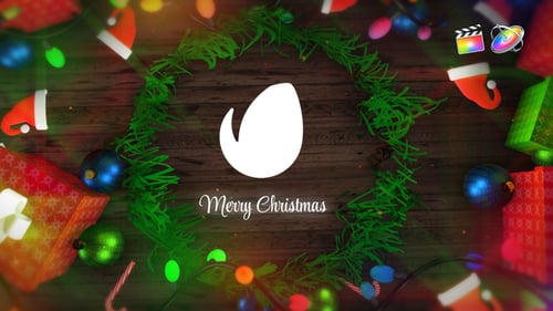 Festive Christmas Logo Reveal with Gifts and Wreath Animation