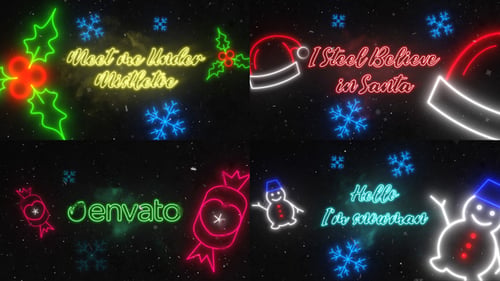 Christmas Greetings Neon || Premiere Pro MOGRT