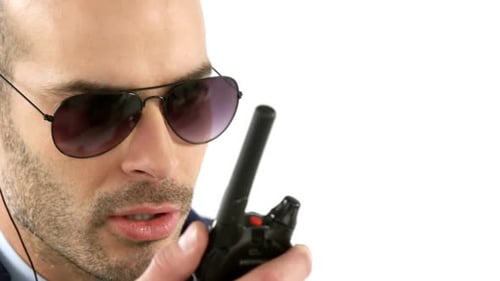 Man Using Two Way Radio Close Up