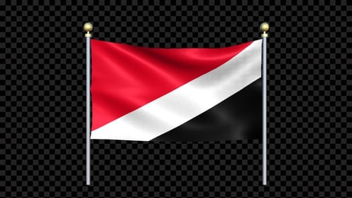 Realistic Sealand Flag Waving on a Pole with Alpha Channel