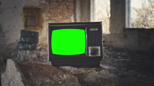 Vintage Television Set Green Screen