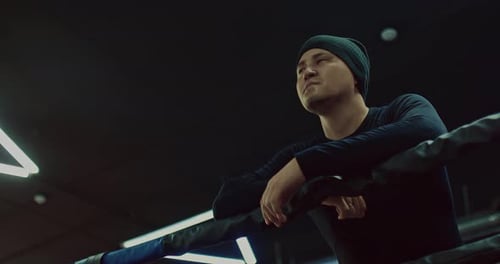 Professional Fighter in Kickboxing Club Portrait Near Fight Ring Prores