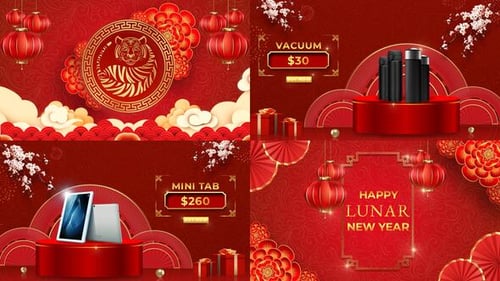 Festive Chinese New Year Sale Promo with Product Displays
