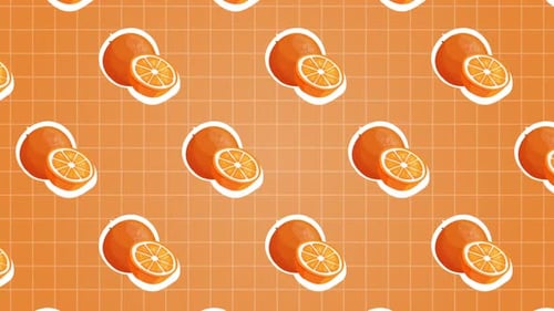 Animated Oranges Fruit Pattern Background Loop