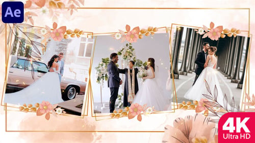 Elegant Wedding Slideshow with Romantic Watercolor Floral Frames