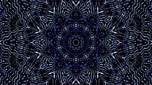 Abstract Blue and White Glowing Kaleidoscope Pattern Background Loop