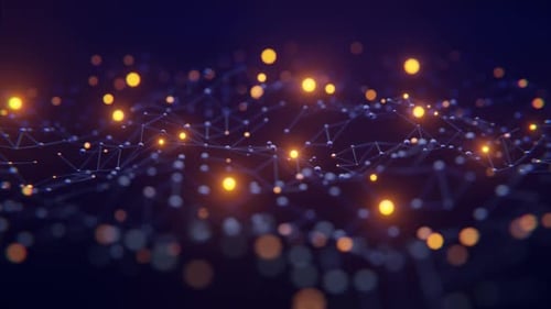 Lights Network with Orange Glowing Lights 3d Animation Loop Background