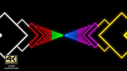 Neon Geometric Tunnel Loop Background Animation