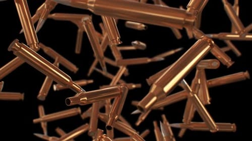 3D Falling Bullets and Casings Animation Loop