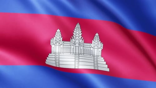 Cambodia National Flag Waving in the Wind