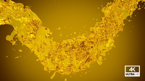Golden Fluid Splash Effect with Alpha Channel