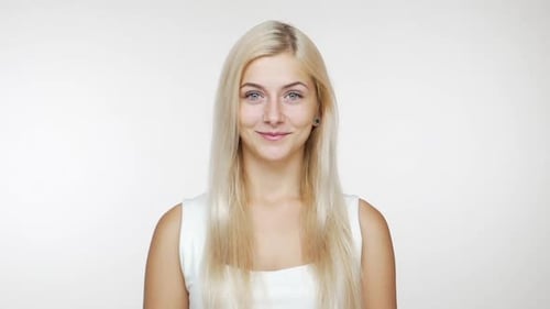 Smiling Young Woman Portrait with Blonde Hair