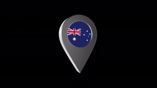 Animated 3D Australia Flag Map Pin Rotating Icon