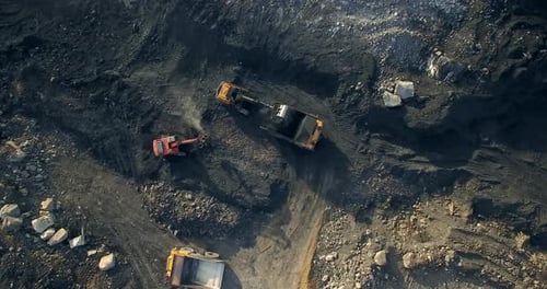 Birds Eye View of Coal Mining Excavators
