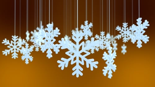 3D Schneeflocke auf goldenem Hintergrund