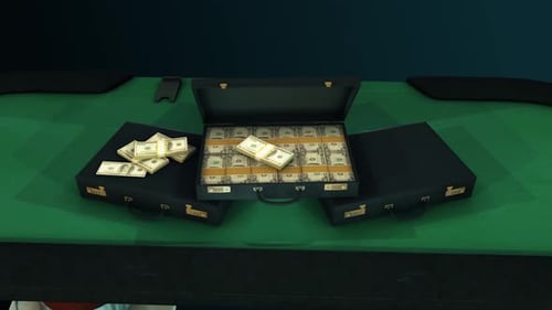 Modern 3D Briefcases with Stacks of US Dollars
