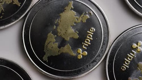 Close Up of Ripple Cryptocurrency Coins