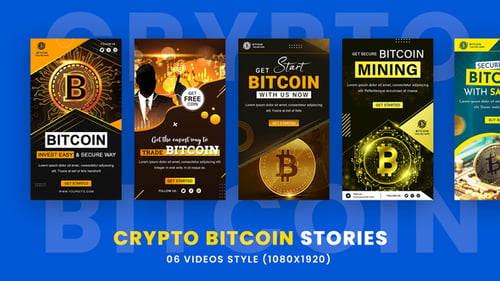 Dynamic Cryptocurrency Instagram Story Templates with Bitcoin Graphics