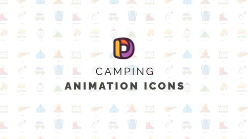 Animated Flat Camping and Outdoor Line Icons Pack