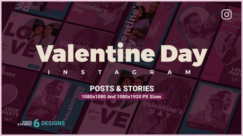Modern Valentine's Day Instagram Post and Story Designs