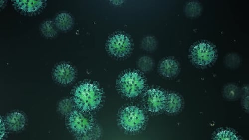 Floating Green Microscopic Viral Organisms 3D Animation