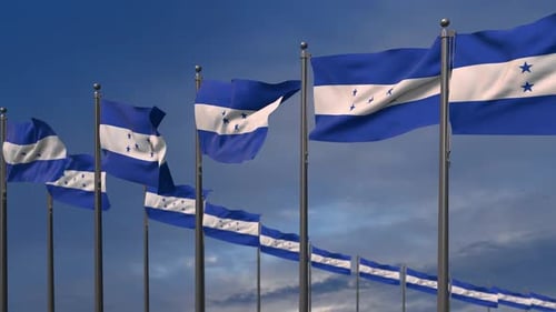 Seamless Loop Waving Honduras Flag In Blue Sky
