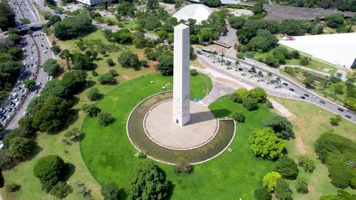 Cityscape of Sao Paulo Brazil. Stunning landscape of Ibirapuera park.