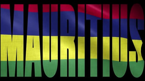 Waving Mauritius Flag Reveal in Text