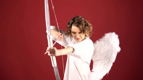 Valentines Day Woman Cupid with Bow