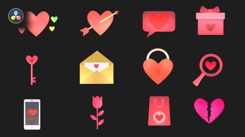 2D Animated Love and Romantic Icon Set