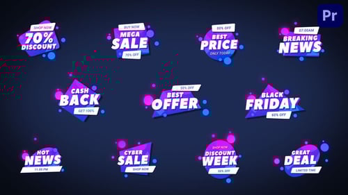 Dynamic Sale and News Neon Animated Badges